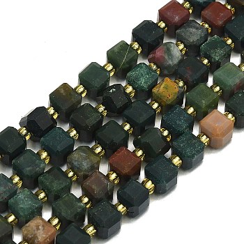 Natural Bloodstone Beads Strand, Faceted, Cube, 6.5~7.5x6.5~7.5x6.5~7.5mm, Hole: 1.2mm, about 43~44pcs/strand, 15.35~15.55 inch(39~39.5cm)