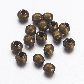 Tibetan Style Brass Spacer Beads, Seamless, Round, Antique Bronze, 2.4mm