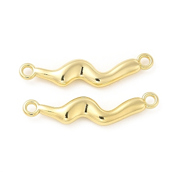 Rack Plating Alloy Connector Charms, Cadmium Free & Lead Free, Wave Links, Light Gold, 6x27x2.5mm, Hole: 1.6mm