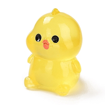 Chick Luminous Resin Display Decorations, Glow in the Dark, for Car or Home Office Desktop Ornaments, Gold, 15x15x20mm