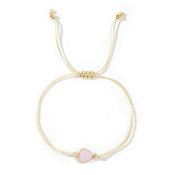 Elegant Golden Edge Glass Link Bracelets for Girlfriend and Family, Pearl Pink, 11 inch(28cm)