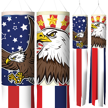 Polyester Windsock Streamer Flag, with Alloy Clasps, Home Outdoors Hanging Decoration, Eagle Pattern, 1000mm