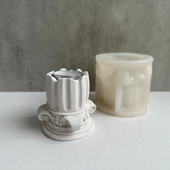 Silicone Roman Pillar Candle Holder Molds, Resin Plaster Cement Casting Molds, White, 87x84mm
