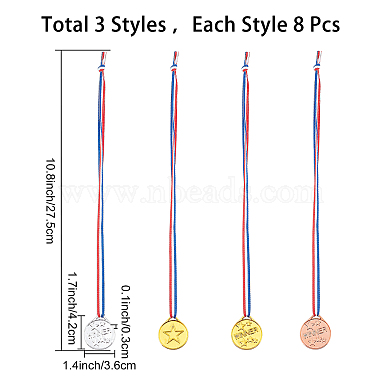 24 個 3 色のプラスチック製スポーツ大会メダル(NJEW-CN0001-01)-2