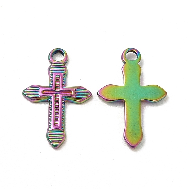 Rainbow Color Cross 304 Stainless Steel Pendants