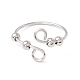 304 Stainless Steel Rotating Beaded Open Cuff Ring(STAS-E047-01P)-1