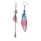 4 Set 4 Color Resin Wing with Feather Asymmetrical Earrings(EJEW-TA00175)-4