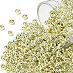 TOHO Round Seed Beads, Japanese Seed Beads, (PF559) PermaFinish Yellow Gold Metallic, 8/0, 3mm, Hole: 1mm, about 1111pcs/50g(SEED-XTR08-PF0559)