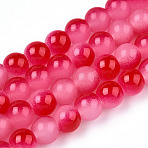 Baking Paint Imitation Jade Glass Round Bead Strands, Two Tone, Crimson, 10~10.5mm, Hole: 1.2mm(X1-DGLA-N003-10mm-06)