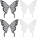 2Pcs 2 Colors Lace Iron on/Sew On Patches, Cloth Appliques, Butterfly, Mixed Color, 520x200x0.5mm, 2pcs/color(PATC-GF0001-54)