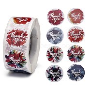 1 Inch Thank You Stickers, DIY Scrapbook, Decorative Adhesive Tapes, Flat Round, Colorful, 25mm, 8 colors/roll, about 500pcs/roll(X-DIY-L028-A02)