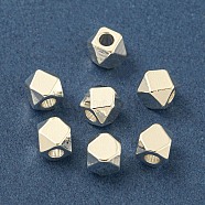 Rack Plating Brass Spacer Beads, Long-Lasting Plated, Cadmium Free & Lead Free, Polygon, Silver, 4x4mm, Hole: 1.9mm(FIND-T071-03S-C-RS)