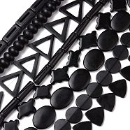 Natural Black Jade Beads Strands, Triangle & Oval & Column, Mixed Shapes, 18~40x12~39.5x4~12mm, Hole: 1.2~4mm, about 13~33pcs/strand, 15.35~16.54 inch(39~42cm)(G-G864-17)