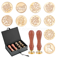 DIY Stamp Making Kits, Including Pear Wood Handle and Brass Wax Seal Stamp Heads, Golden, Brass Wax Seal Stamp Heads: 10pcs(DIY-CP0004-24D)