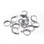 Brass Leverback Earring Findings, with Loop, Lead Free and Cadmium Free, Gunmetal, Size: about 10mm wide, 15mm long, hole: 1mm(X-KK-EC223-B)