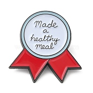 Word Made A Healthy Meal Dopamine Color Series Medal Enamel Pin, Electrophoresis Black Zinc Alloy Brooch for Backpack Clothes, Light Cyan, 30x29.5x1.5mm(JEWB-D018-01E-EB)