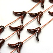 Chinese Word Natural Mahogany Obsidian Beads Strands, 21x31~36x10mm, Hole: 1mm; about 10pcs/strand, 15.7inches(G-P063-103)