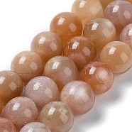 Natural Sunstone Beads Strands, Grade A+, Round, 8~9mm, Hole: 0.7~1mm, about 22~24pcs/Strand,  7.28 inch~7.67 inch(18.5cm~19.5cm)(G-N327-01B-03)