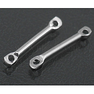 Jewelry Findings, Brass Bar Link, Nickel Free, Platinum, about 1mm wide, 8mm long, hole: 0.8mm(X-EC091-1NF)