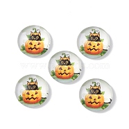 Glass Stickers, Self Adhesive Craft Stickers, Half Round, Pumpkin Pattern, 12x4mm(GLAA-B006-01A)