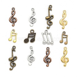 Tibetan Style Alloy Pendants, Musical Note, Mixed Color, 24~27x10~16x2~3mm, Hole: 1.5~2.5mm(TIBEP-MSMC022-M2)
