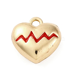 Alloy Enamel Charms, Heart Charm, Golden, Red, 11.5x11.5x5.5mm, Hole: 1.5mm(ENAM-P257-02G-02)