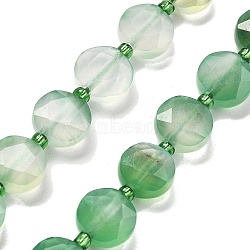 Dyed & Heated Natural Agate Beads Strands, Faceted Pentagonal Cut, Flat Round, with Seed Beads, 10~10.5x5~6mm, Hole: 1mm, about 33pcs/strand, 15.75''(40cm)(G-C116-A84-01)