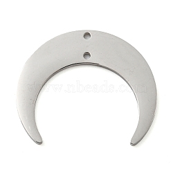 304 Stainless Steel Connector Charms, Double Horn/Crescent Moon Link, Laser Cut, Stainless Steel Color, 21x25x1mm, Hole: 1.2mm(STAS-B056-27P)