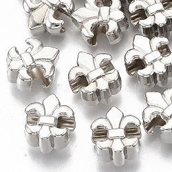 Plating ABS Plastic European Beads, Large Hole Beads, Fleur De Lis, Platinum, 13.5x11.5x8mm, Hole: 4.5mm(X-KY-T019-17)