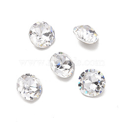 K9 Glass Rhinestone Cabochons, Pointed Back & Back Plated, Flat Round, Crystal, 6x3.5mm(RGLA-J035-A-TG001)