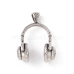 304 Stainless Steel Pendants, Headset, Antique Silver, 59.5x41x23mm, Hole: 9x5mm(STAS-E158-25AS)