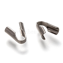 Tarnish Resistant 304 Stainless Steel Folding Crimp Ends, Fold Over Crimp Cord Ends, Stainless Steel Color, 7.5x3x3mm, Hole: 2x3mm(X-STAS-G122-09P-B03)