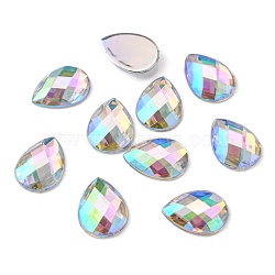 Imitation Taiwan Acrylic Rhinestone Cabochons, Flat Back, Faceted Teardrop, AB Color, Clear AB, 18x13x4mm, about 500pcs/bag(GACR-A022-13x18mm-17)