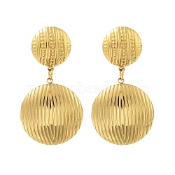 Ion Plating(IP) Flat Round 304 Stainless Steel Stud Dangle Earrings for Women, Golden, 43x23mm(EJEW-G400-35G)