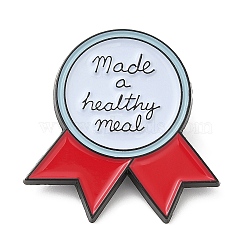 Word Made A Healthy Meal Dopamine Color Series Medal Enamel Pin, Electrophoresis Black Zinc Alloy Brooch for Backpack Clothes, Light Cyan, 30x29.5x1.5mm(JEWB-D018-01E-EB)