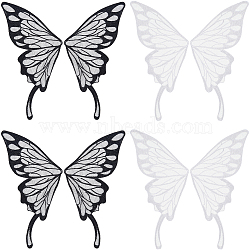 2Pcs 2 Colors Lace Iron on/Sew On Patches, Cloth Appliques, Butterfly, Mixed Color, 520x200x0.5mm, 2pcs/color(PATC-GF0001-54)