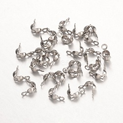 Tarnish Resistant 316 Surgical Stainless Steel Bead Tips, Calotte Ends, Clamshell Knot Cover, Stainless Steel Color, 8.5x4mm, Hole: 1.5mm(X-STAS-K102-01P)