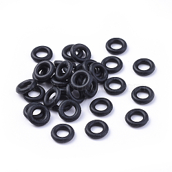 Rubber O Rings, Donut Spacer Beads, Fit European Clip Beads, Black, about 8mm in diameter, 1.9mm thick, 4.2mm inner diameter(NFC002-3)