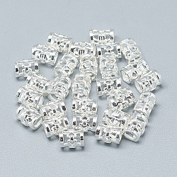 925 Sterling Silver Beads, Carved 925, Column, Silver, 6.5x5mm, Hole: 3mm(STER-T002-120S)