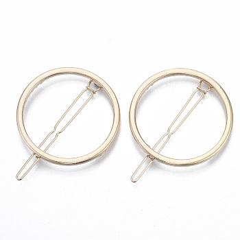 Alloy Hollow Geometric Hair Pin, Ponytail Holder Statement, Hair Accessories for Women, Cadmium Free & Lead Free, Ring, Golden, 47mm, Clip: 61mm long