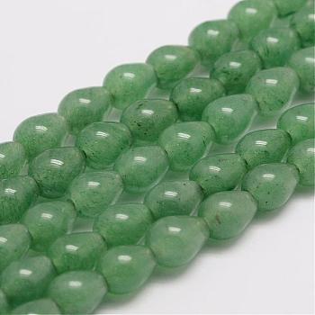 Natural Green Aventurine Bead Strands, Teardrop, 9~10x7mm, Hole: 2.5mm, about 43pcs/strand, 15.75 inch