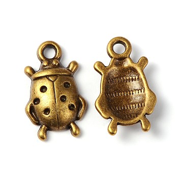 Tibetan Style Alloy Pendants, Ladybug, Antique Bronze, Lead Free & Cadmium Free & Nickel Free, 17.5x11x4mm, Hole: 2mm