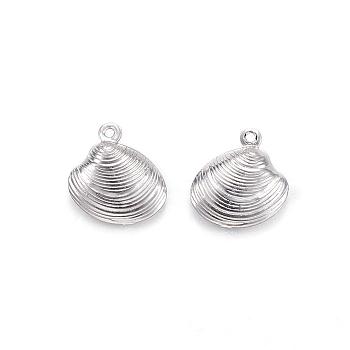 201 Stainless Steel Charms, Shell, Stainless Steel Color, 14x13.5x3.5mm, Hole: 1.5mm