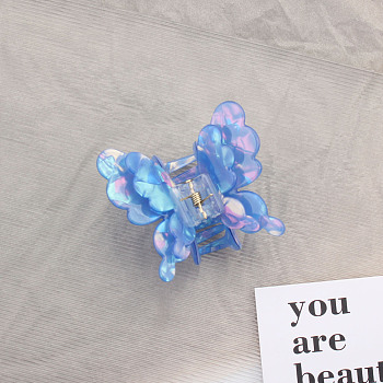 Butterfly Acrylic Claw Hair Clips, Hair Accessories for Women & Girls, Dodger Blue, 65x58x42mm