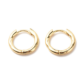 Brass Tubular Hoop Earrings for Women, Cadmium Free & Lead Free, Golden, 13.5x14.5x2mm, Pin: 0.8mm