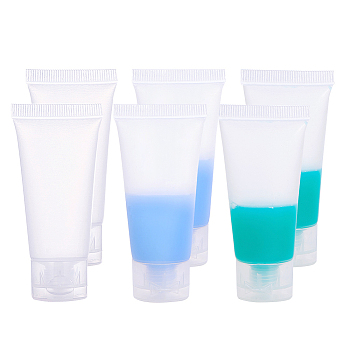 20ml Matte PE Plastic Refillable Flip Top Cap Bottles, with PP Plastic Screw Lids, Clear, 82x39x24mm, Capacity: 20ml