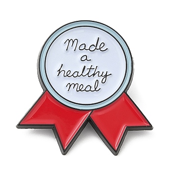 Word Made A Healthy Meal Dopamine Color Series Medal Enamel Pin, Electrophoresis Black Zinc Alloy Brooch for Backpack Clothes, Light Cyan, 30x29.5x1.5mm