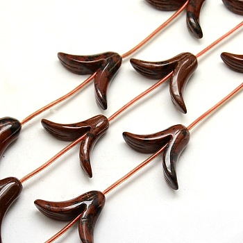 Chinese Word Natural Mahogany Obsidian Beads Strands, 21x31~36x10mm, Hole: 1mm, about 10pcs/strand, 15.7 inch