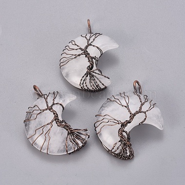 Natural Mixed Stone Tree of Life Wire Wrapped Pendants(G-L520-E-R-NF)-2