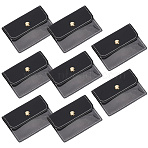 8Pcs Portable Imitation Leather Jewelry Bags for Travel, with Iron Snap Button, Rectangle, Black, 7x9.6x0.85cm(ABAG-SP0001-38B)